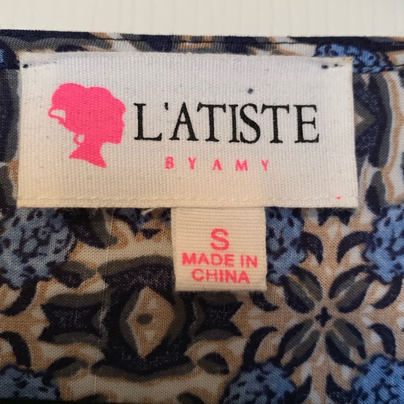 L'atiste Blue Printed Boho Top - Picture 5 of 5